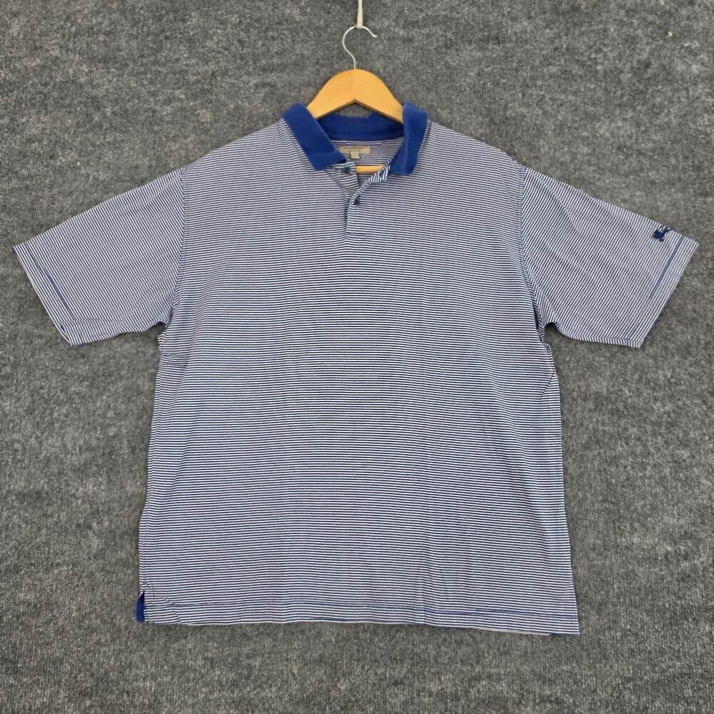 Burberry Shirt Mens Large Stripe Polo Blue Golf Luxury Designer Retro Preppy